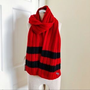 NWT Abercrombie & Fitch Knit Scarf Navy Red
